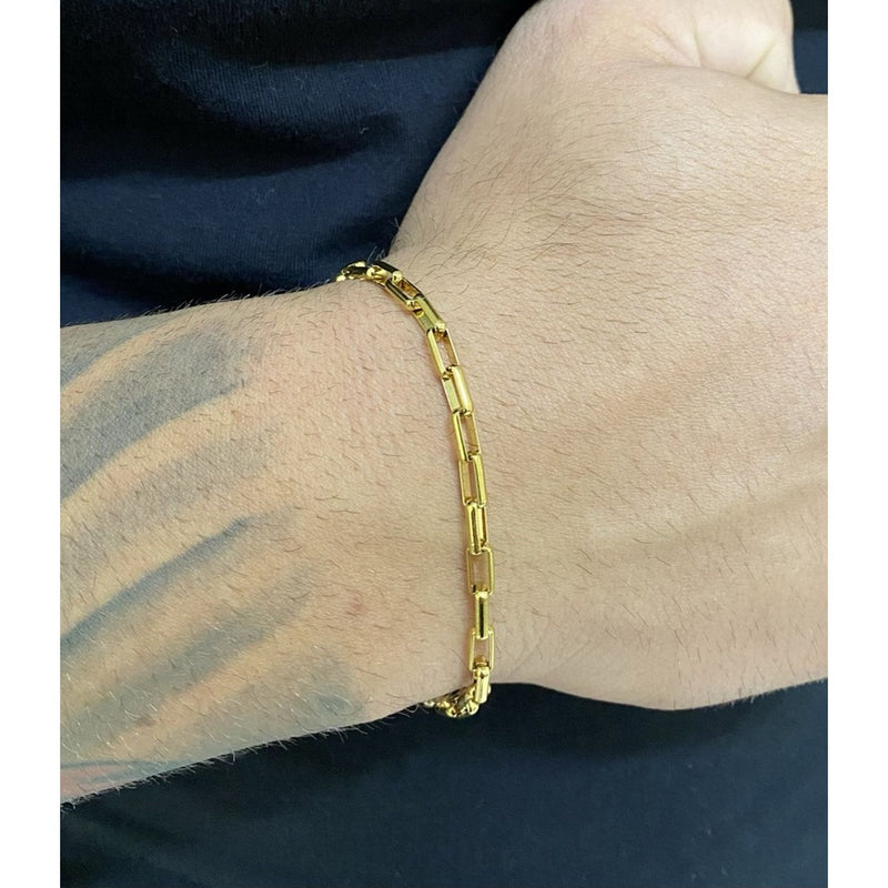 Pulseira Tijolinho 3mm Folheado a Ouro 18k 20cm