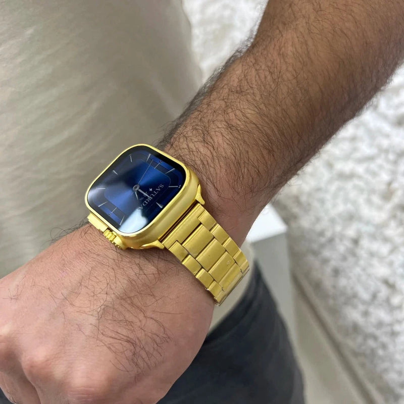 Relógio Smartwatch Ultra Gold 24K Série 9 - 49mm - Banhado a Ouro 18k + Pulseira de Brinde