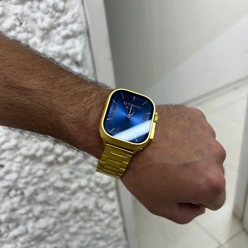 Relógio Smartwatch Ultra Gold 24K Série 9 - 49mm - Banhado a Ouro 18k + Pulseira de Brinde